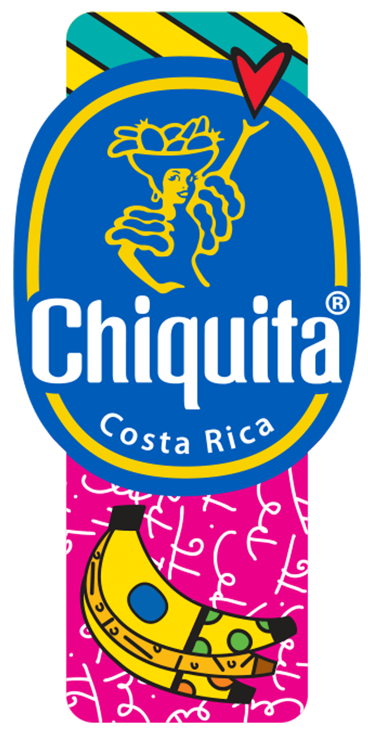 Chiquita blauwe sticker door Romero Britto