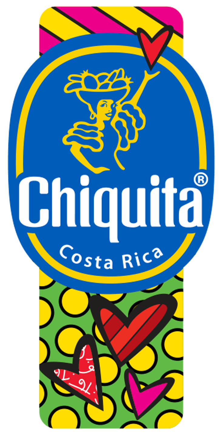 Chiquita blauwe sticker door Romero Britto