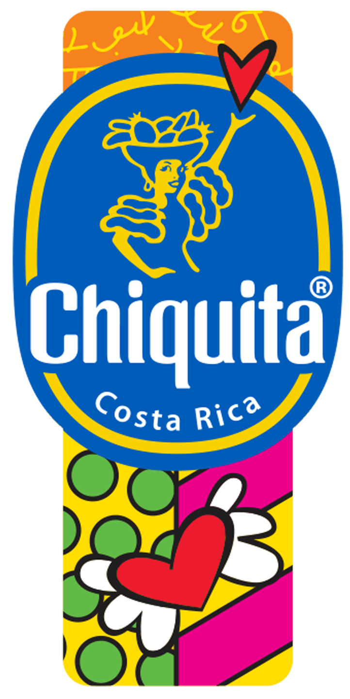 Chiquita blauwe sticker door Romero Britto